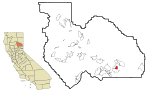 Plumas County California Incorporated and Unincorporated areas Portola Highlighted